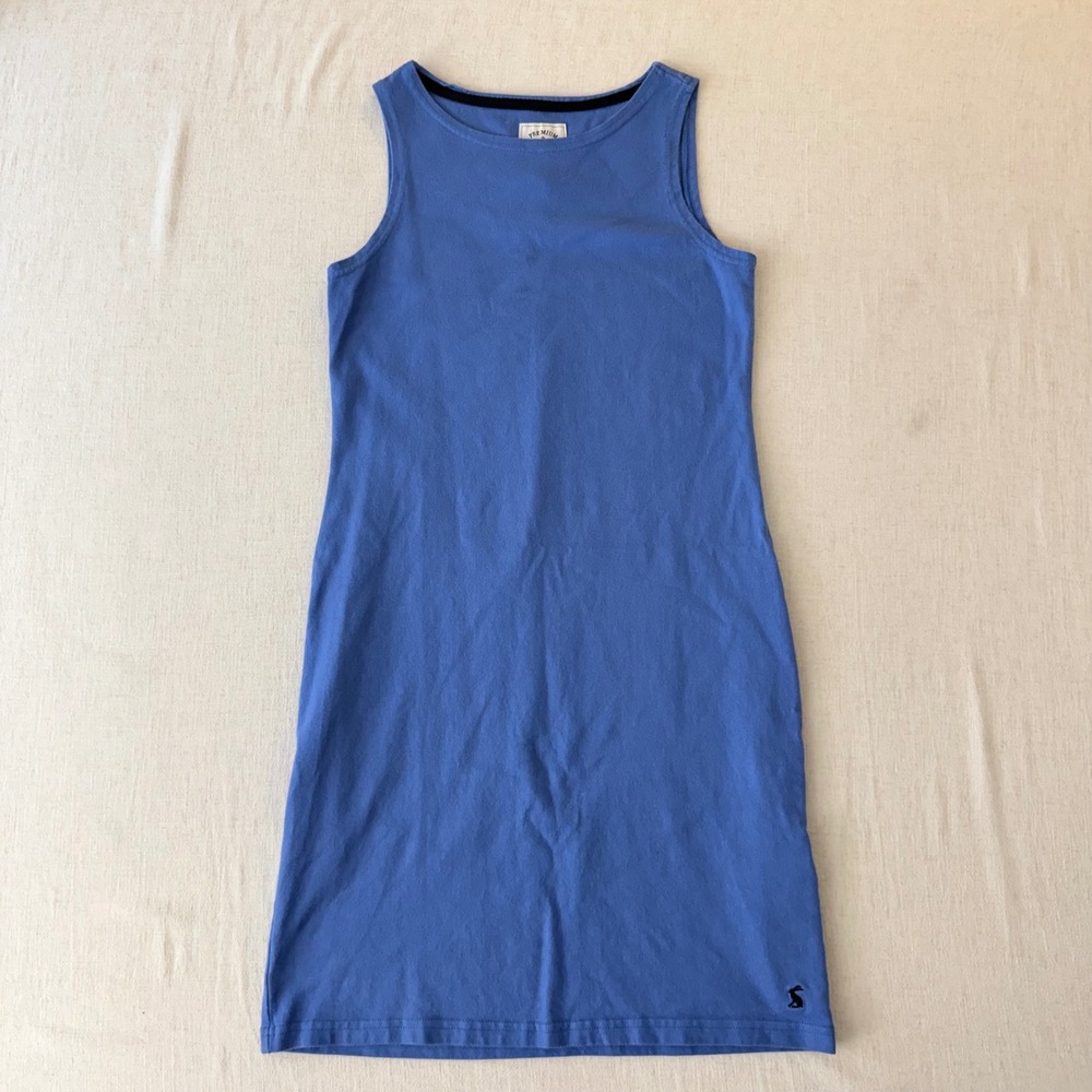 Joules Riva Dress Womens 4 Blue Sleeveless Cotton Shift Mini - Picture 2 of 13